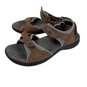 Clarks Wave Grip Brown Leather Adjustable Strap Sandals Size 8M Womens Comfort